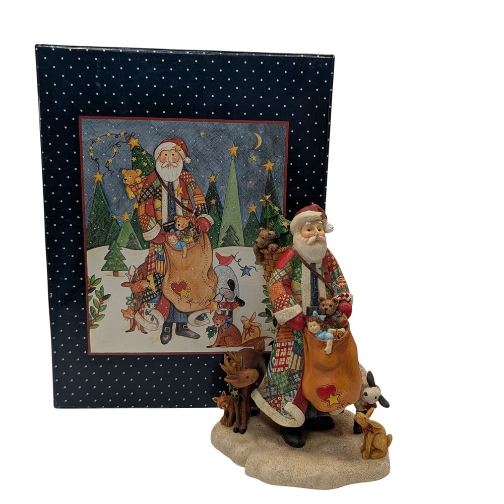 Lang and Wise Figurine Santas Generosity Patchwork Coat Box 1999 Ellen Stouffer - Picture 2 of 11